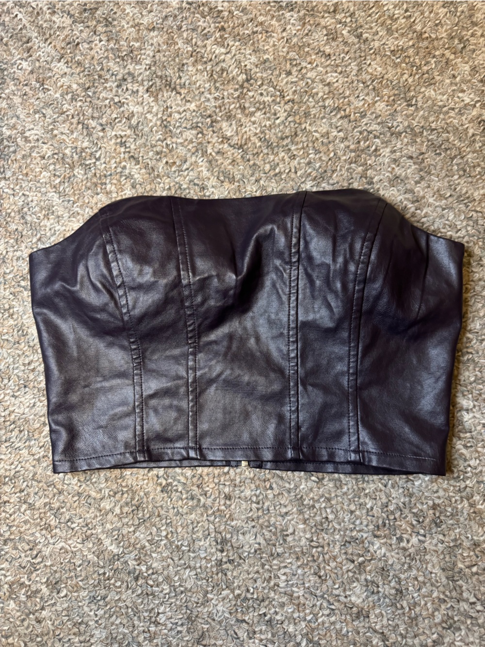 Collusion from ASOS Faux Leather Strapless Bustier Top in Dark purple